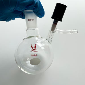 Verrerie de laboratoire personnalisée, récipient de réaction chimique, verre borosilicate transparent, flacons <span class=keywords><strong>Schlenk</strong></span> à fond rond avec valve à vide élevé - Product Image 3
