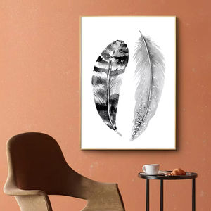 Póster de pintura de pared escandinavo nórdico imágenes en blanco y negro pluma Arte Abstracto impresiones ilustraciones decoración pintura - Product Image 5