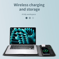 Cadeaus voor kantoorartikelen 15W draadloos opladen 5-in-1 laptophoes mat bureau lederen laptoptassen muismat kantoor gaming