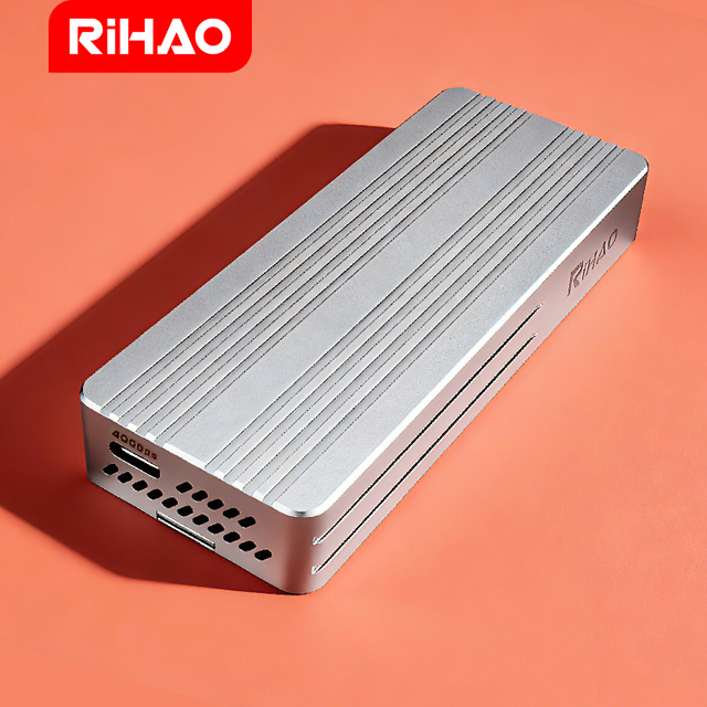 Rihao R40 Max Aluminum 40Gbps USB 4.0 SSD Case for NVMe PCI-E M.2 HDD Enclosure with Thunderbolt 4/3 External Hard Drive Support