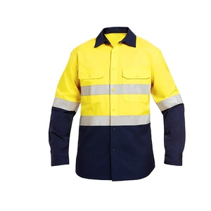 High Viz Visible Road Safety Hi Vis Ropa <span class=keywords><strong>DE</strong></span> TRABAJO Camisas <span class=keywords><strong>de</strong></span> manga larga Amarillo Hi Vis Reflective Construction Shirt para hombres - Product Image 1