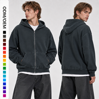 Veste streetwear pour homme surdimensionnée à manches longues avec poche kangourou, fermeture éclair, style rétro décontracté, de haute qualité, personnalisée ODM, effet délavé à l'acide