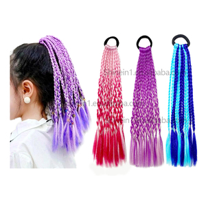 Extensiones de Cabello Coloridas Shinein para Niñas, Piezas de Cabello Trenzadas, Extensiones de Cabello Sintético con Cola de Caballo Trenzada para Niñas - Product Image 1