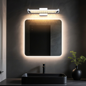โคมไฟติดผนังคริสตัล LED ทันสมัย ​​โครเมียม รูปทรงสี่เหลี่ยมผืนผ้า แสงสีขาวนวล ไฟกระจกห้องน้ำ ติดตั้งบนพื้นผิว 3500K - Product Image 5