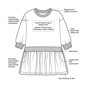فساتين أطفال كاجوال جميلة للبنات بتصميم جملة، فساتين حفلات للأطفال، فستان أميرة من التول للبنات الصغيرات لفصل الصيف - Product Image 1