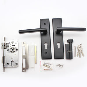 中国机械面板锁制造商黑色把手锁，带方形面板，用于主入口门和房间门 - Product Image 5