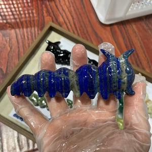 Vente en gros de sculptures d'animaux en cristal mélangé (obsidienne noire naturelle, jade <span class=keywords><strong>afghan</strong></span>, jade jaune, lapis-lazuli) en forme de chenille - Product Image 5