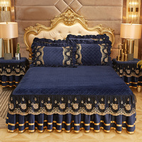 Ensemble de literie 4 pièces de style palais européen 100% polyester Couverture en cachemire solide pour favoriser le sommeil Couverture en coton pour garder au chaud pour adultes