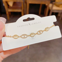 Bracelet en cuivre plaqué or 14 carats avec pierre œil de chat et micro-pavé de zircon, chaîne à breloques, bijoux pour femme pour les soirées
