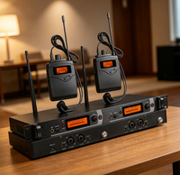 Système de moniteur double canal stéréo anti-interférence avec récepteur bodypack DS300 alimenté par batterie solaire et connecteur XLR pour église