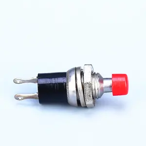 Interrupteur poussoir PBS-110C rouge à fermeture normale avec mini bouton à 2 broches