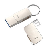 Alliage de zinc de haute qualité 2.0 3.0 16GB OTG USB Flash Drive 32GB Memory Stick Type-C 64GB avec porte-clés