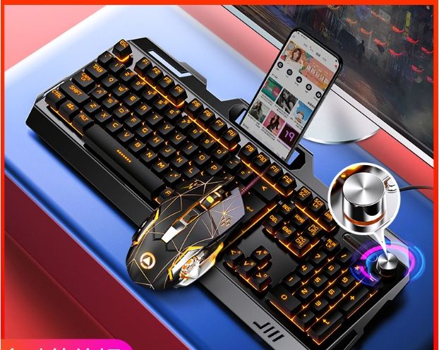 Black Orange Light-Bouton métal + souris