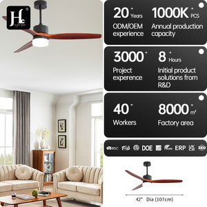 Ventilateur de plafond LED à haut débit d'air, 3 pales en bois massif, ventilateur de plafond LED avec éclairage et télécommande - Product Image 4