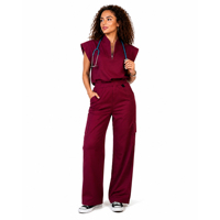 Ensemble de Blouses d'Infirmière Modernes en Gros : Haut Sans Manches, Pantalon Large à Taille Élastique avec Poches Latérales – Uniforme Médical