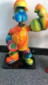 Scultura di Popeye in Fibra di Vetro Personalizzata con Finitura Galvanica in Stile Folk Art, Statua di Popeye Artigianale - Product Image 4