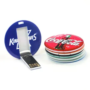 Round card shape usb 1gb 2gb 4gb pendrive 8gb promotion flash memory 32 gb plastic usb business card