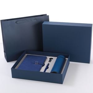 Wholesale Promotional Luxury Blue PP Leather Hard Cover <b>Notebook</b> Pen Gift Set with Custom <b>Diary</b> Thermos Cup and Water Bottle - Product Image 1