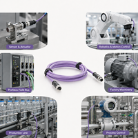 Cable de Extensión Profibus M12 Código B de 5 Pines Macho a Hembra, Cable Conector de Red Fieldbus para Automatización Industrial, Sensor y Actuador