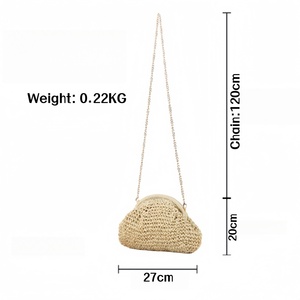 Sac à main vintage en paille tressée, pochette au crochet, mini sac de plage tendance pour femme, intérieur doublé tricoté, mini Strohtasche - Product Image 6