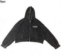 Hoodie Unisexe Minimaliste Texturé, Gris Anthracite Délavé à l'Acide, en Maille Côtelée, Coupe Droite et Ample, Style Streetwear, Broderie 3D, OEM/ODM