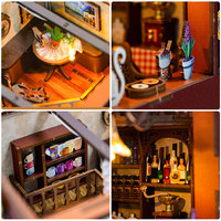 Maison de poupée en bois DIY, miniatures faites à la main, puzzle 3D en bois, modèle de maison miniature pour jouets de puzzle avec lumières LED