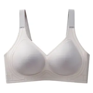 Ultra-Thin Jelly Glue Full Cover Semi-Fixed Bras Large Cup Seamless Gathering Underwear For Women