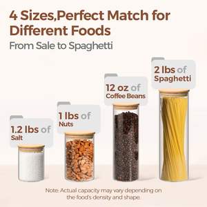 Recipiente de Vidrio Moderno para Almacenamiento de Alimentos de 540 ml/180 oz con Tapa de Bambú, Apto para Calentar, Ideal para Fiestas - Product Image 3