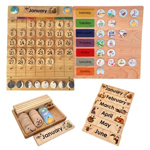 Montessori Enfants Éducation Précoce <span class=keywords><strong>Calendrier</strong></span> Météorologique <span class=keywords><strong>en</strong></span> <span class=keywords><strong>Bois</strong></span> pour Enfants Cadeaux - Product Image 2