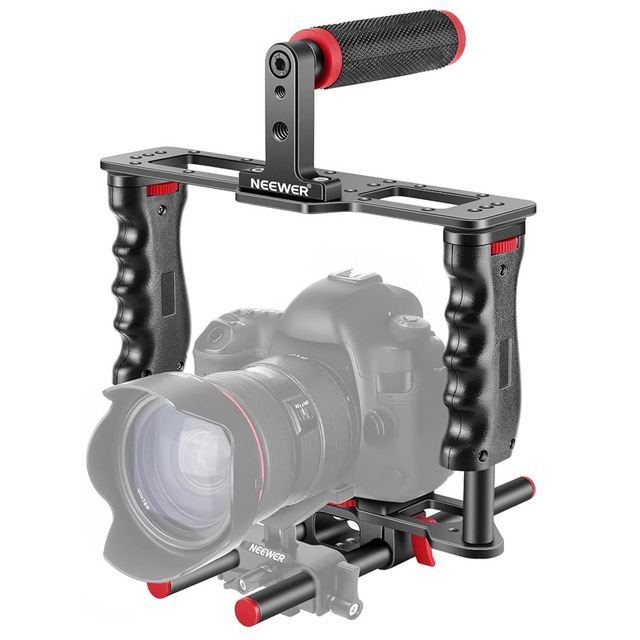 For Universal Aluminum Alloy Camera Cage Kit for DSLR Camcorders Top Handle Arca Base 25kg Load Capacity 20x17.3cm