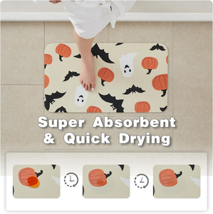 Tappetino da <span class=keywords><strong>Bagno</strong></span> di Halloween Sottile, Antiscivolo, ad Asciugatura Rapida, a Forma di Zucca, Adatto per Sotto la Porta, Decorazione di Halloween - Product Image 3