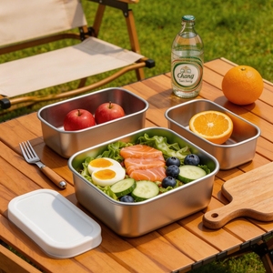 Boîte à lunch en acier inoxydable Lekfre, compatible micro-ondes, pour enfants et adultes, écologique, empilable et lavable au lave-vaisselle - Product Image 5