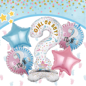 Ballons de révélation de sexe Bébé garçon ou fille Bleu Rose Symbole de point d'interrogation Ballon en feuille de révélation de sexe Il ou <span class=keywords><strong>Elle</strong></span> Ballons de fête - Product Image 3