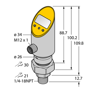Sensor PS010W-401-2UPNZX-H1141 - Detección de Presión/Ajuste Preciso - IP65 Sólido para la Industria Hidráulica - Product Image 1