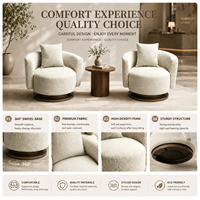 Fauteuil pivotant d'appoint de luxe pour hall d'hôtel, chaise longue moderne en bouclette pour réception et salle d'attente, mobilier commercial