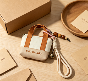 Mini sac fourre-tout portable pour le quotidien avec porte-clés et logo personnalisé, pendentif tendance pour clé de voiture, sac à main, sac à dos, cadeau souvenir - Product Image 2