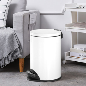 Stainless steel trash can with lid, foot-operated, European style, creative design, suitable for kitchen, living room, and - Product Image 2