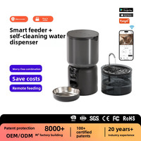Distributeur automatique de nourriture pour animaux de compagnie 4L et fontaine à eau 2,2L avec caméra 1080P, contrôle par application, vision nocturne et alimentation programmée