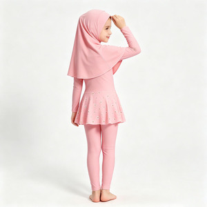 Kids Muslim Burkini Swimsuit 3PCS Full Coverage <b>Modest</b> Swimwear with Hijab Long Sleeve Girls Swim <b>Set</b> - Product Image 5