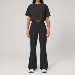 Conjuntos de <span class=keywords><strong>Yoga</strong></span> al por Mayor: Camisetas Holgadas, Pantalones Acampanados de Cintura Alta con Efecto Levanta Glúteos, Atuendos Casuales para Fitness y <span class=keywords><strong>Yoga</strong></span>, Ropa Deportiva - Fabricante - Product Image 2
