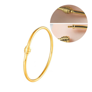 18K PVD Gold Stainless Steel Rotating Combination Lock <b>Bangle</b> <b>Bracelet</b> | Adjustable 520 Love Engraved Magnetic Clasp <b>Bracelet</b> - Product Image 1