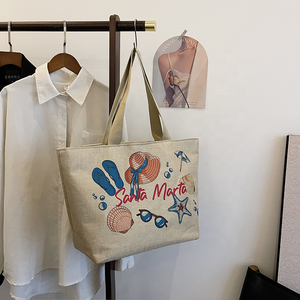 Sac à main Nouveau sac à bandoulière en toile simple Sac fourre-tout de grande capacité Sac à provisions réutilisable de l'alphabet - Product Image 4