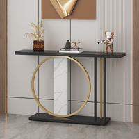 Table de console murale de luxe léger pour hall d'entrée, style italien, avec armoire en marbre