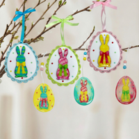 Pendentifs décoratifs suspendus en bois colorés pour Pâques, motif lapin, collection Pioneer Effort, imperméables et durables, pour décoration extérieure de Pâques