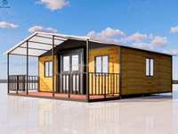 Maison conteneur extensible de 20 pieds, finition bois, villa préfabriquée avec cuisine, salle de bain, chambre individuelle, maisonnette pliable pour complexe hôtelier ou camping