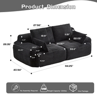 Modernes Konvertierbares Schaumstoff-Komprimiertes Quadratisches 2-Sitzer Modulares Ecksofa-Set für Apartment- und Villen-Wohnzimmer