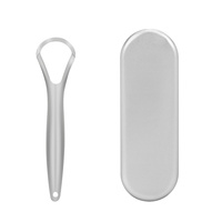 Nettoyeur de langue portable en acier inoxydable, gratte-langue en métal réutilisable pour les voyages et la maison, avec étui