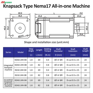 สเต็ปเปอร์มอเตอร์แบบรวม2เฟส Nema17 1.2A 24V 0.4N M/0.8N.M โอเพ่นลูปสเต็ปเปอร์มอเตอร์ไดร์เวอร์สำหรับเครื่องซีเอ็นซี - Product Image 6