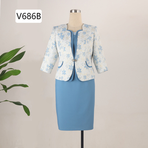 Venta Directa de Fábrica, Trajes Formales de 2 Piezas para Mujer, Tallas Grandes, Vestidos para Iglesia, 100% Poliéster, Largo hasta la Rodilla, Ropa para Ocasiones Especiales - Product Image 5