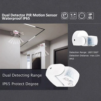 IP65 180 grados AC 220-240V exterior automático PIR Sensor de movimiento infrarrojo Detector doble sonda inducción movimiento interruptor de luz